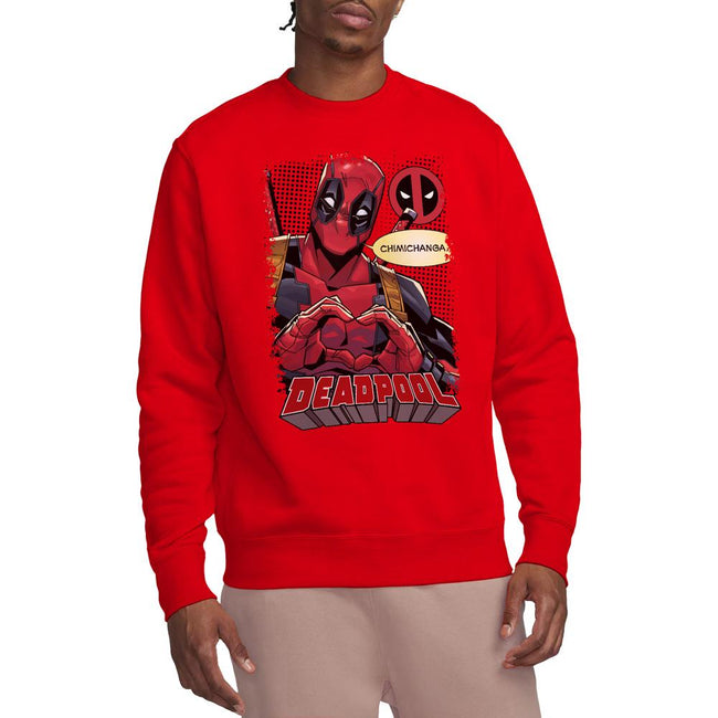 Red - Side - Deadpool Unisex Adult Chimichanga Heart Sweatshirt