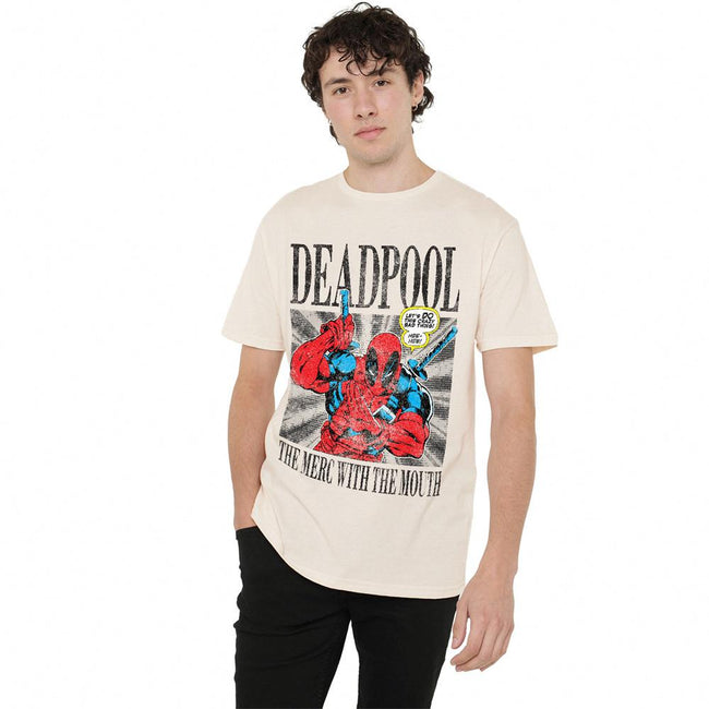 Natural - Side - Deadpool Mens Merc With The Mouth T-Shirt