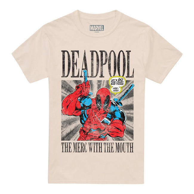 Natural - Front - Deadpool Mens Merc With The Mouth T-Shirt