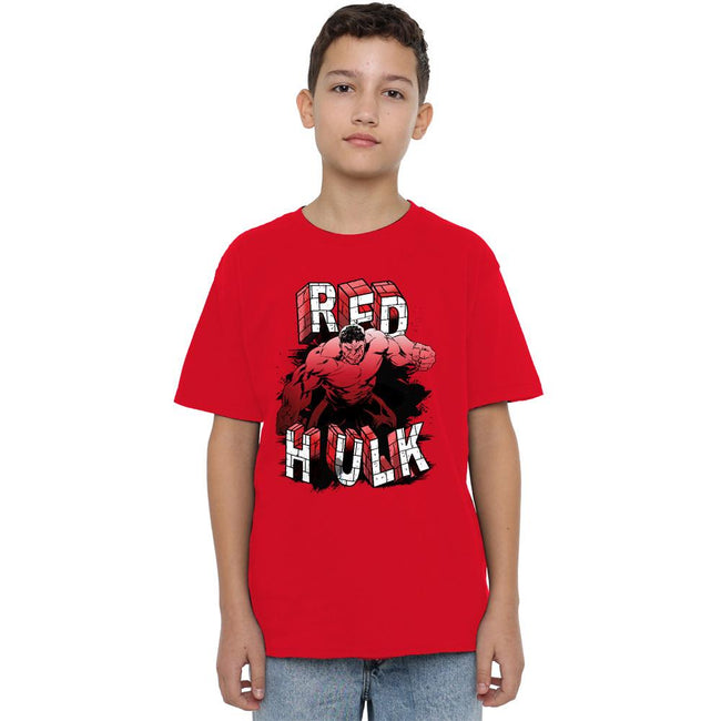 Red - Lifestyle - Captain America: Brave New World Childrens-Kids Red Hulk Brick T-Shirt