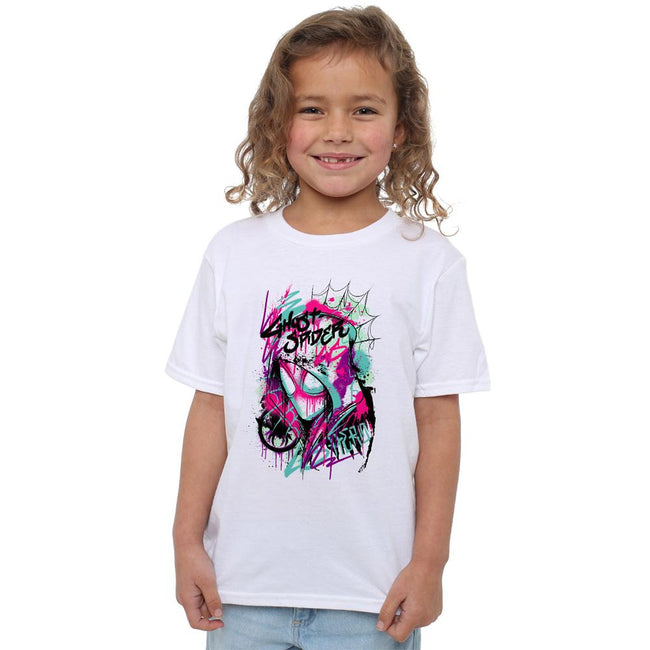 White - Side - Marvel Childrens-Kids Ghost-Spider Graffiti T-Shirt