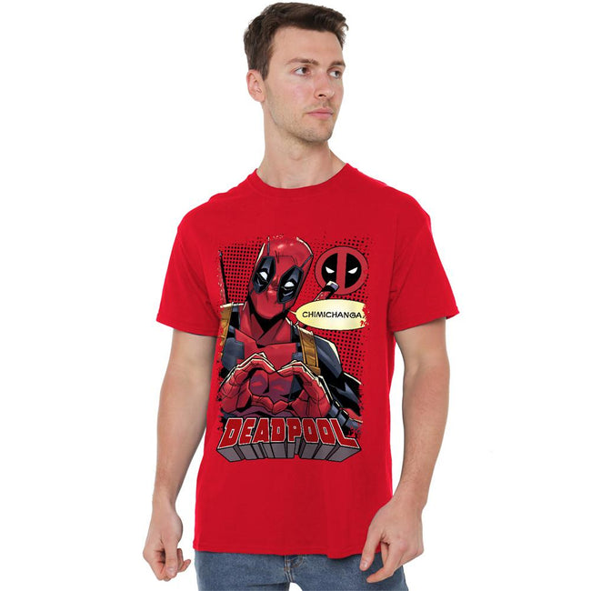 Red - Side - Deadpool Mens Chimichanga Heart T-Shirt