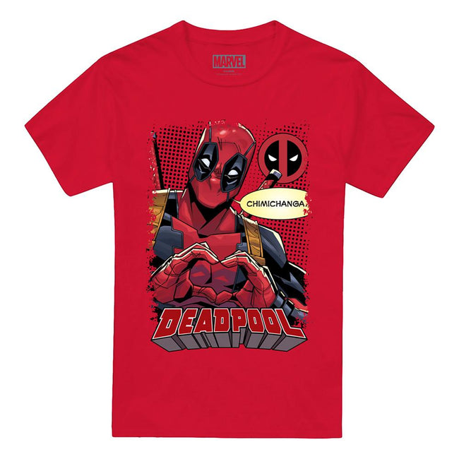 Red - Front - Deadpool Mens Chimichanga Heart T-Shirt