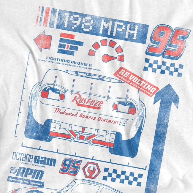White - Side - Cars Unisex Adult 198 MPH Lightning McQueen T-Shirt