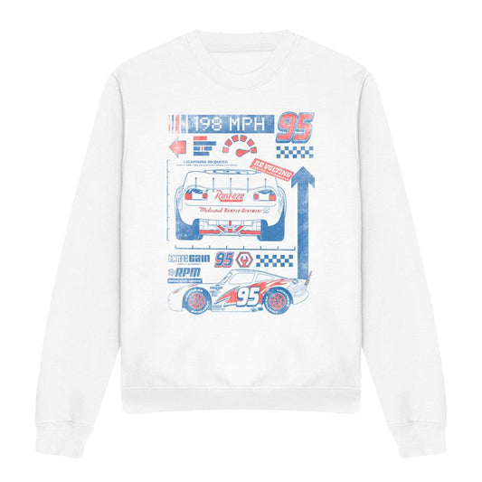 White - Front - Cars Unisex Adult 198 MPH Lightning McQueen Sweatshirt