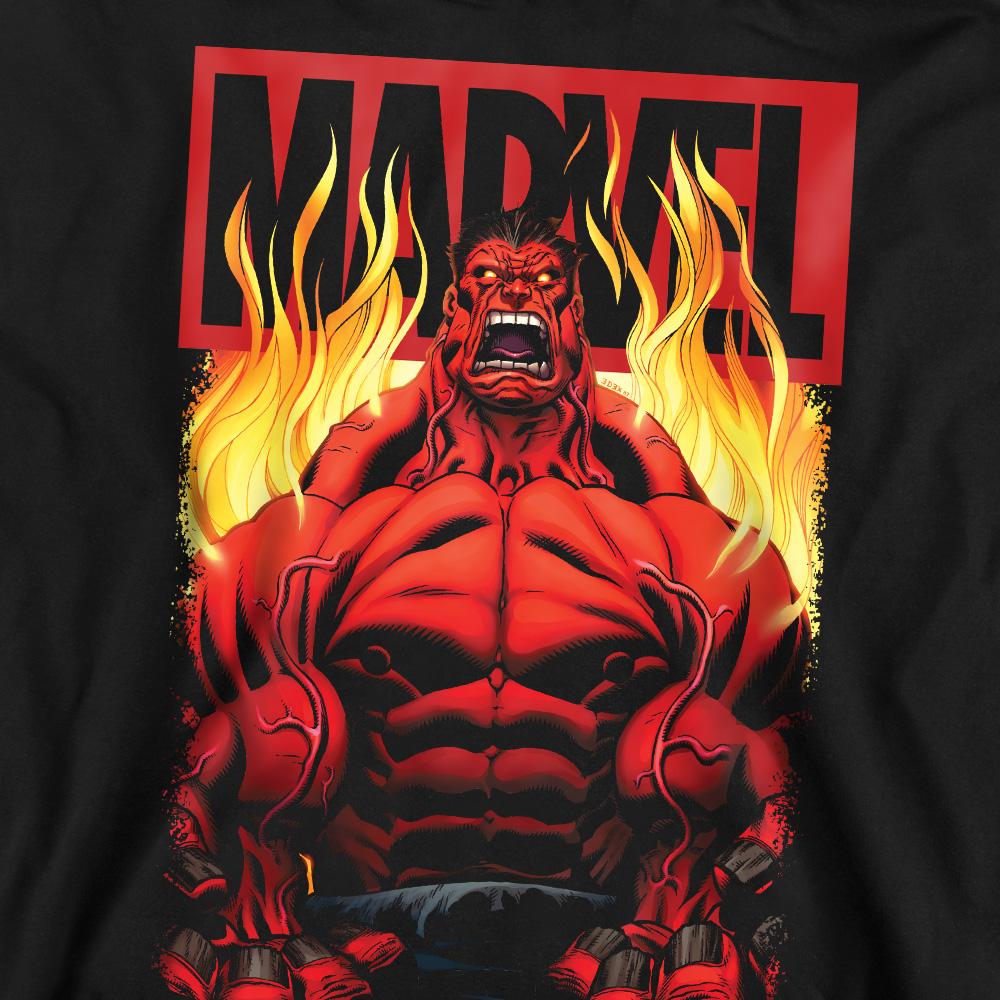 Black - Pack Shot - Marvel Unisex Adult Red Hulk Fire Sweatshirt
