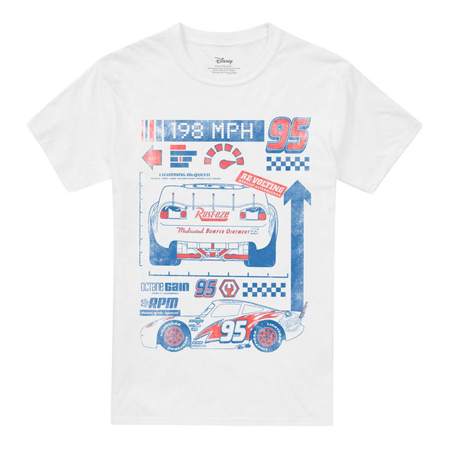 White - Front - Cars Mens 198 MPH Lightning McQueen T-Shirt
