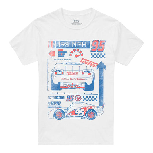 White - Front - Cars Mens 198 MPH Lightning McQueen T-Shirt