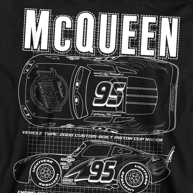 Black - Side - Cars Unisex Adult Lightning McQueen Outline Sweatshirt