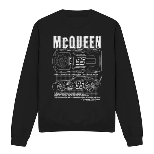 Black - Front - Cars Unisex Adult Lightning McQueen Outline Sweatshirt