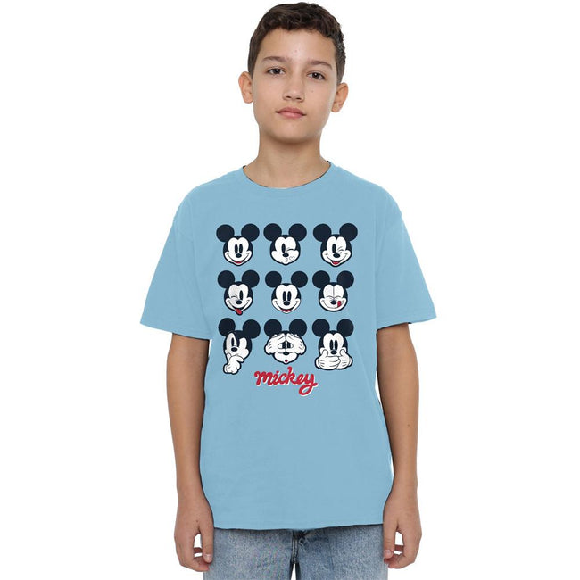 Sky Blue - Lifestyle - Mickey Mouse Childrens-Kids Faces T-Shirt