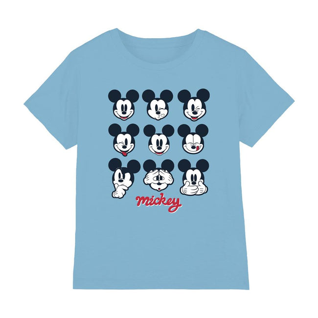 Sky Blue - Front - Mickey Mouse Childrens-Kids Faces T-Shirt