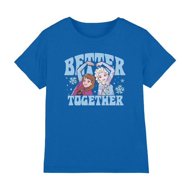 Royal Blue - Front - Frozen Childrens-Kids Better Together Anna And Elsa T-Shirt