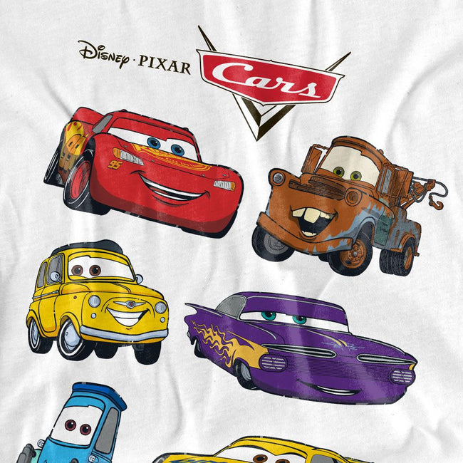 White - Side - Cars Childrens-Kids Characters T-Shirt