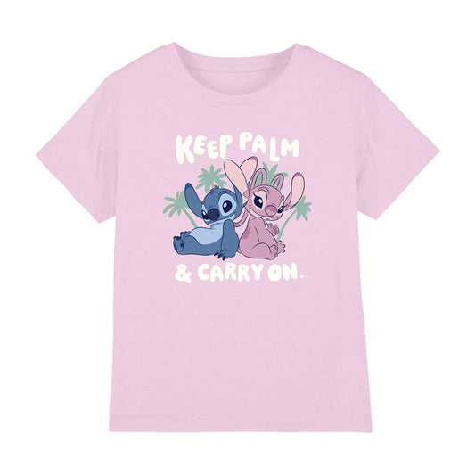 Light Pink - Front - Lilo & Stitch Childrens-Kids Keep Palm Stitch & Angel T-Shirt