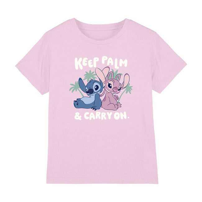 Light Pink - Front - Lilo & Stitch Childrens-Kids Keep Palm Stitch & Angel T-Shirt