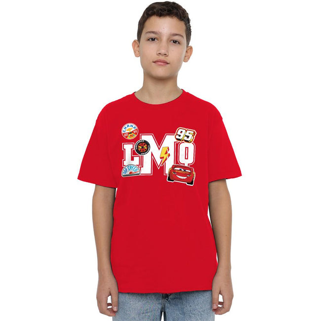 Red - Side - Cars Childrens-Kids LMQ Lightning McQueen T-Shirt