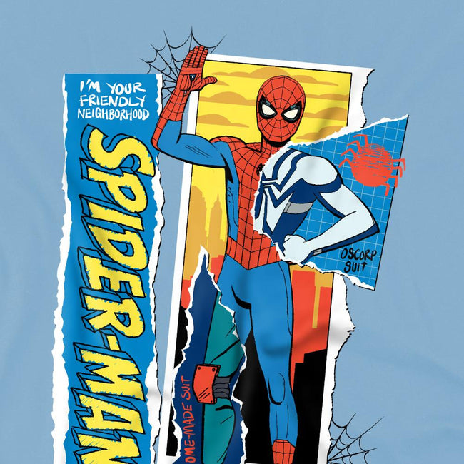 Sky Blue - Side - Spider-Man Childrens-Kids Scrapbook T-Shirt