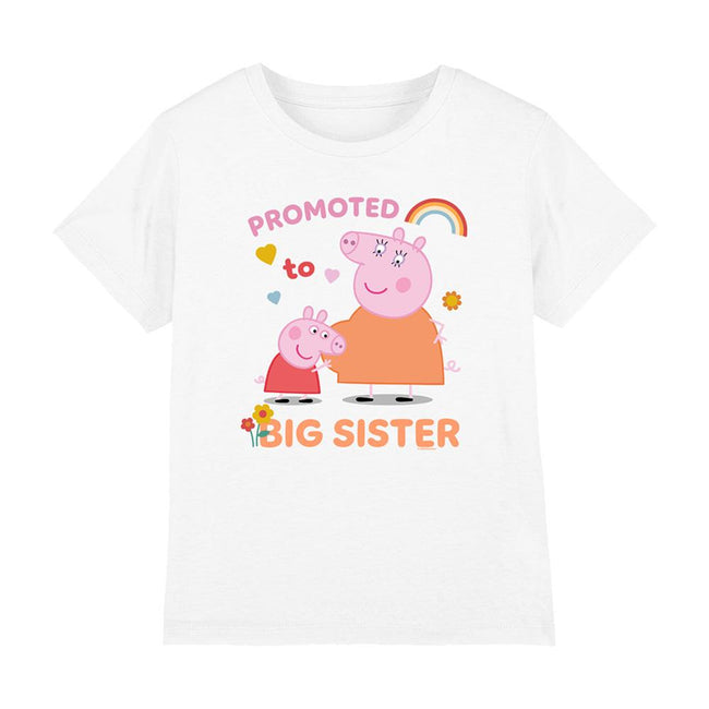 White - Front - Peppa Pig Childrens-Kids Promoted To Big Sister T-Shirt