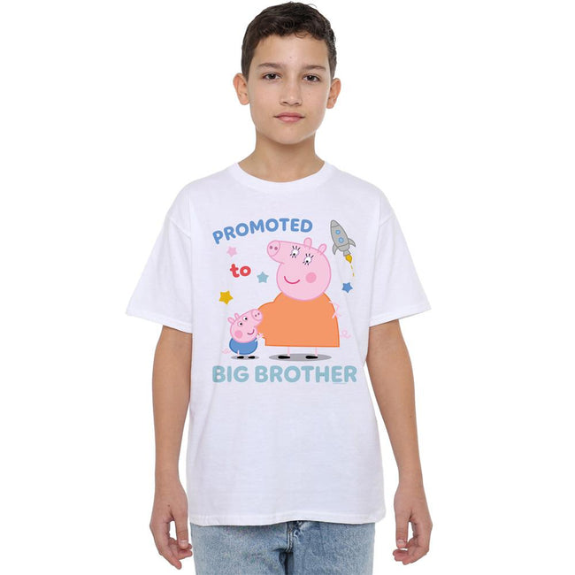 White - Lifestyle - Peppa Pig Childrens-Kids Promoted To Big Brother T-Shirt