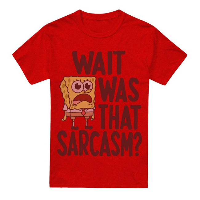 Red - Front - SpongeBob SquarePants Unisex Adult Sarcasm T-Shirt