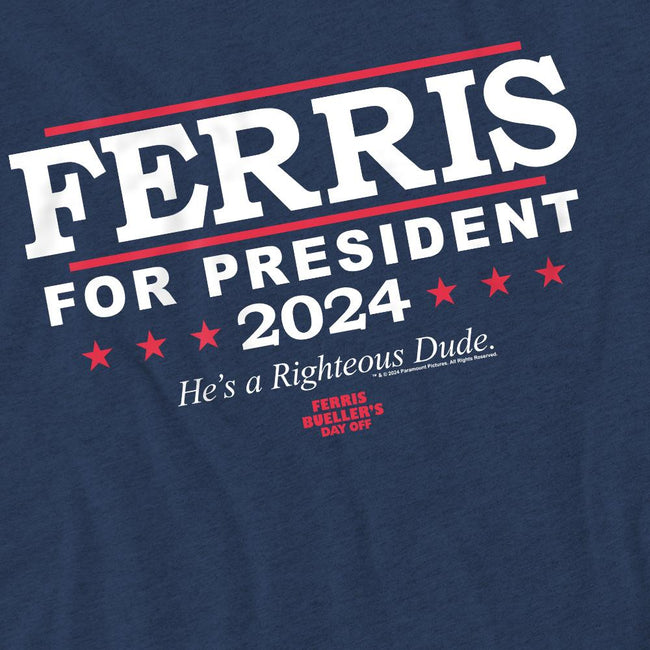 Navy - Pack Shot - Ferris Bueller´s Day Off Unisex Adult Ferris For President T-Shirt