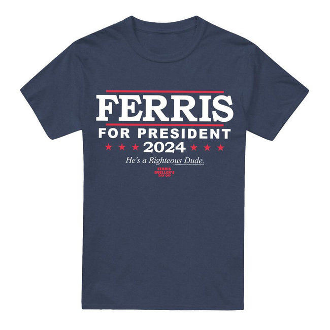Navy - Front - Ferris Bueller´s Day Off Unisex Adult Ferris For President T-Shirt