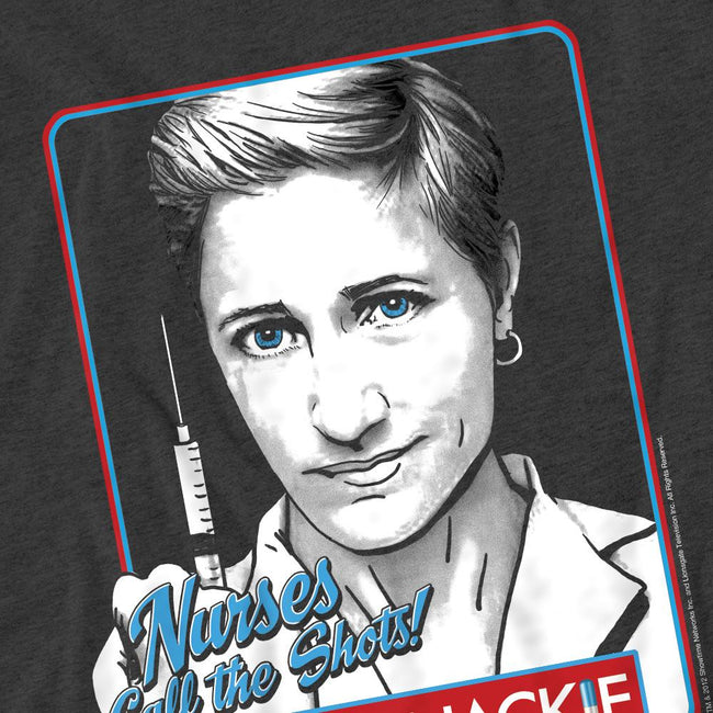 Charcoal - Pack Shot - Nurse Jackie Unisex Adult Nurses Call The Shots T-Shirt