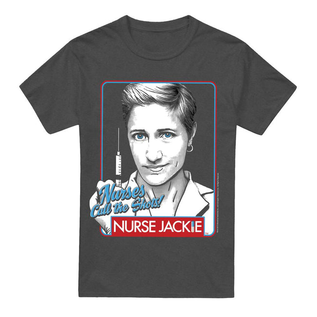 Charcoal - Front - Nurse Jackie Unisex Adult Nurses Call The Shots T-Shirt