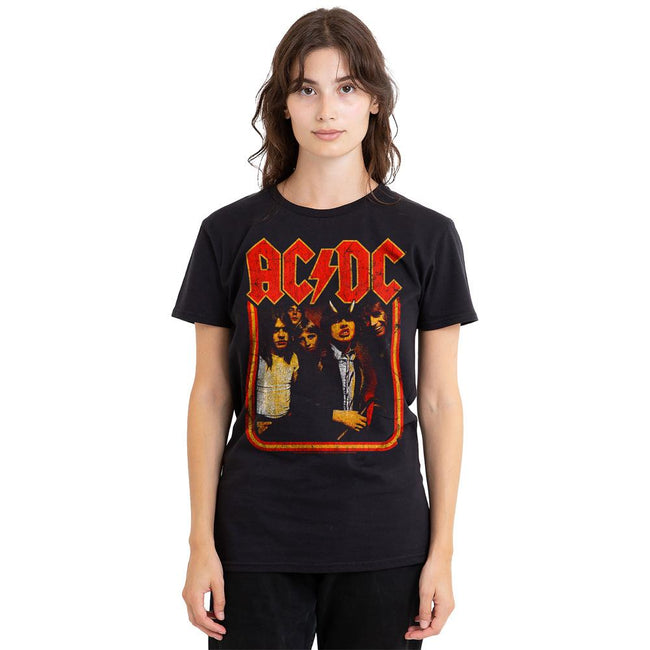 Black - Side - AC-DC Unisex Adult Group Distressed T-Shirt