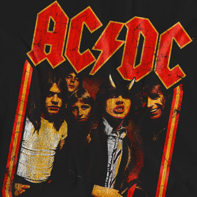 Black - Pack Shot - AC-DC Unisex Adult Group Distressed T-Shirt