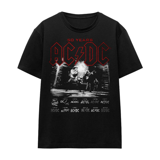 Black - Front - AC-DC Unisex Adult Logo Stack T-Shirt