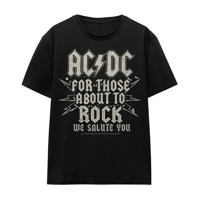Black - Front - AC-DC Unisex Adult Salute T-Shirt