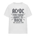 White - Front - AC-DC Unisex Adult Salute T-Shirt