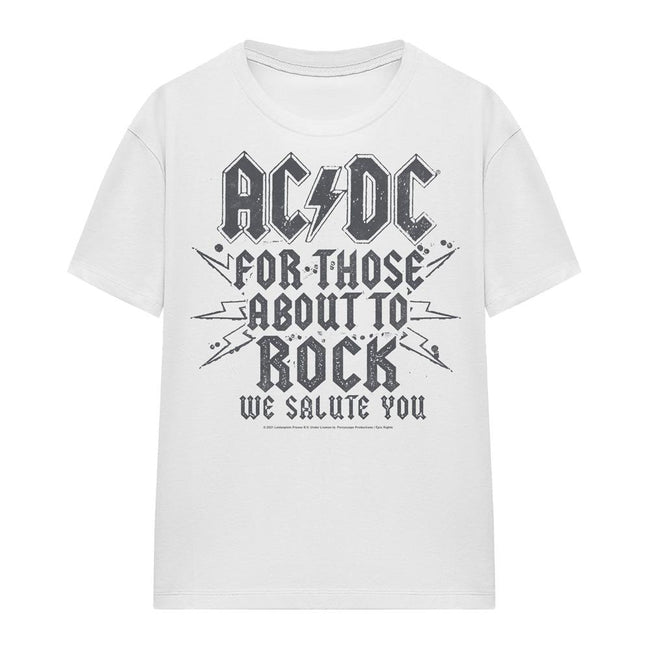 White - Front - AC-DC Unisex Adult Salute T-Shirt