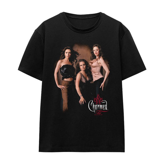 Black - Front - Charmed Unisex Adult Three Hot Witches T-Shirt