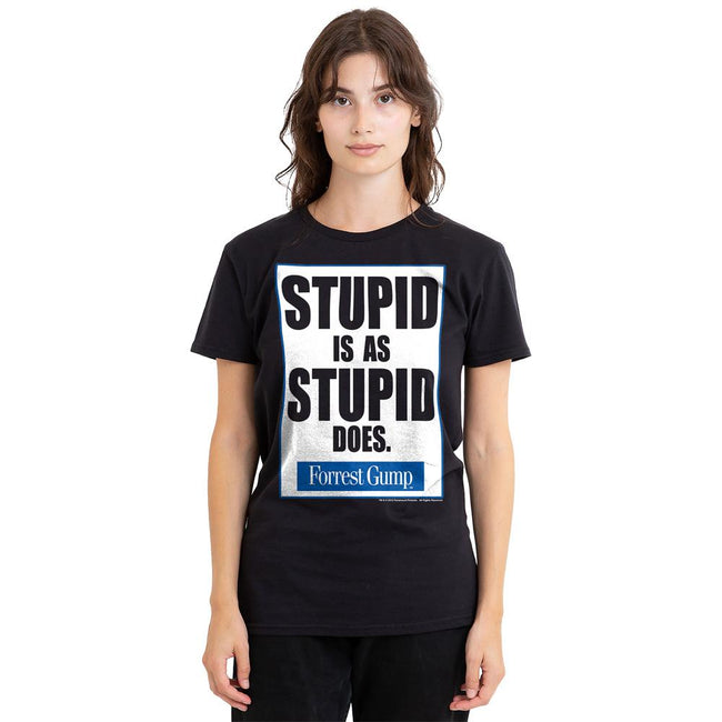 Black - Side - Forrest Gump Unisex Adult Stupid Is T-Shirt
