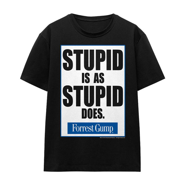 Black - Front - Forrest Gump Unisex Adult Stupid Is T-Shirt