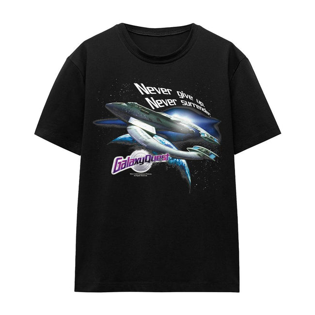 Black - Front - Galaxy Quest Unisex Adult Never Surrender T-Shirt