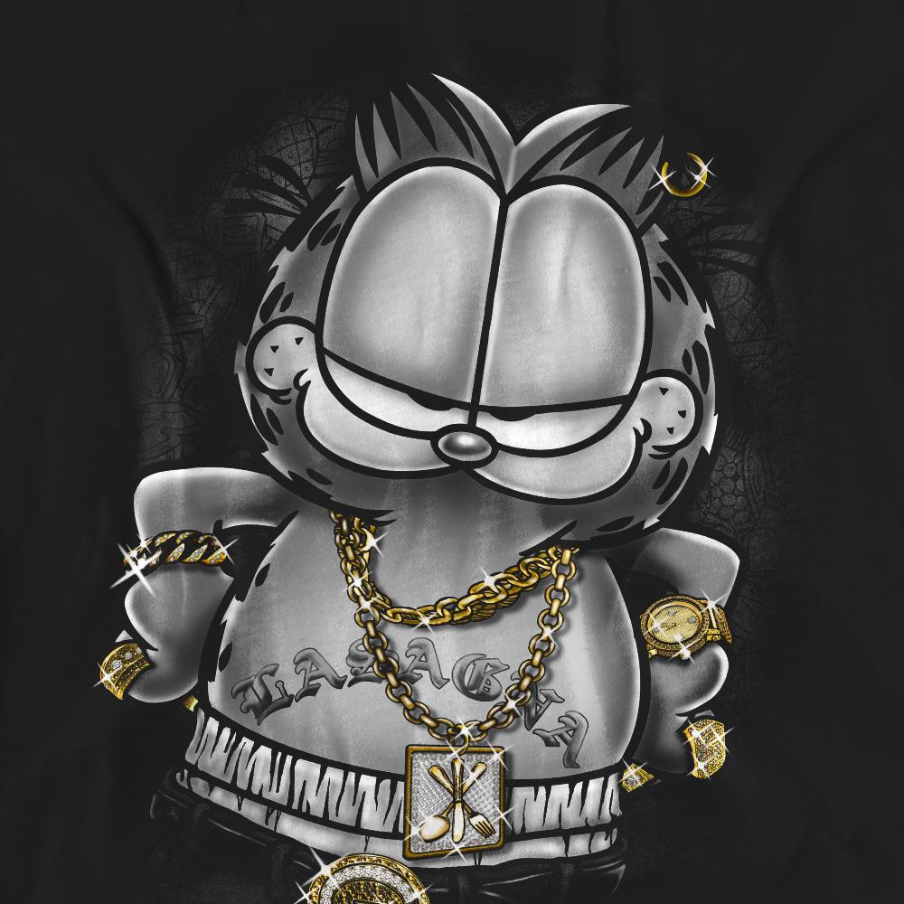 Black - Pack Shot - Garfield Unisex Adult Lasagna For Life T-Shirt