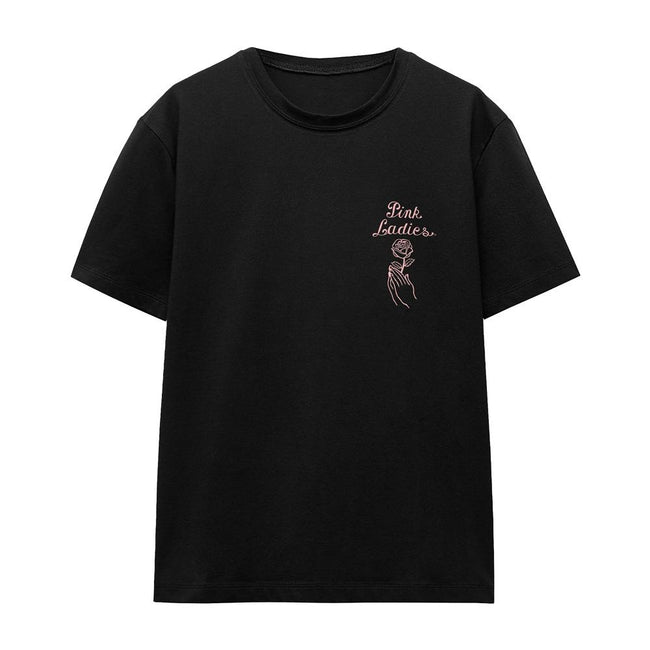 Black - Front - Grease Unisex Adult Pink Ladies T-Shirt