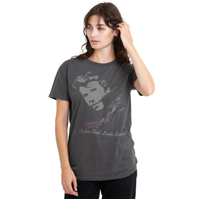 Charcoal - Side - Happy Days Unisex Adult Cool The Fonz T-Shirt