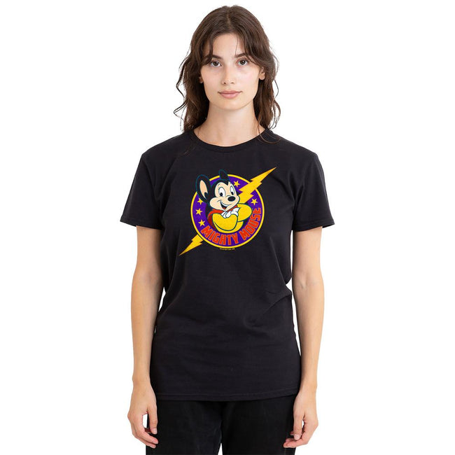 Black - Side - Mighty Mouse Unisex Adult Mighty Hero T-Shirt