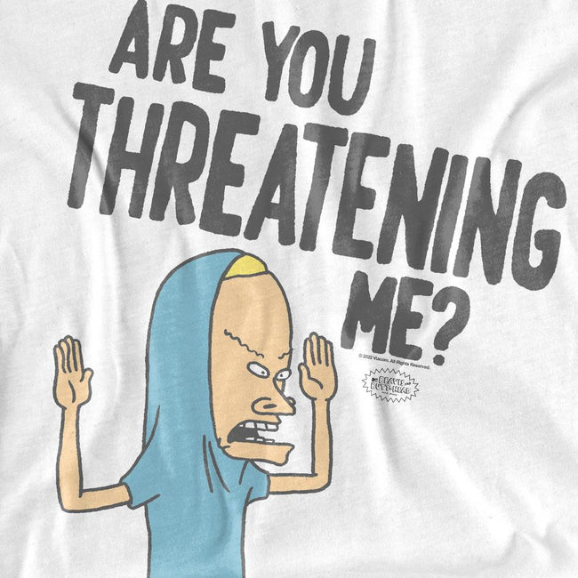 White - Pack Shot - Beavis & Butthead Unisex Adult Are You Threatening Me? T-Shirt