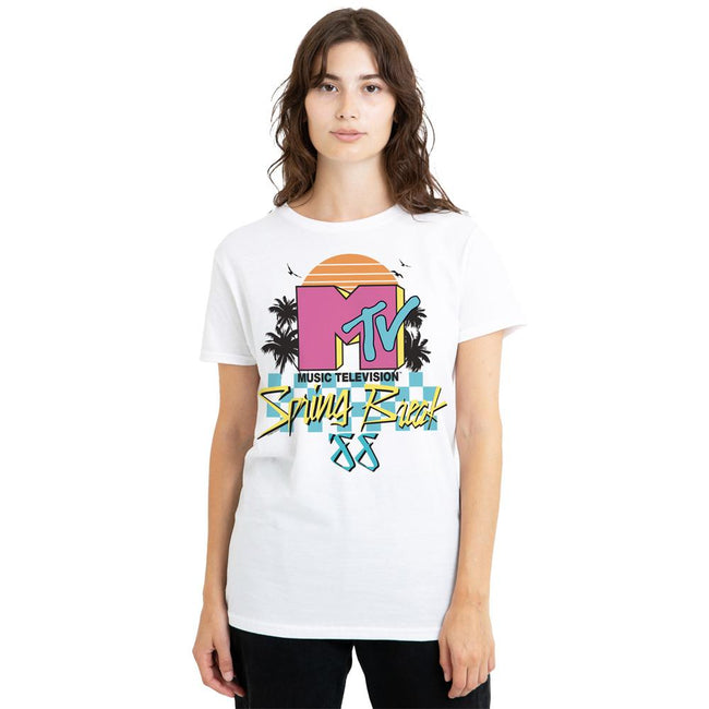 White - Side - MTV Unisex Adult Spring Break Checkerboard T-Shirt