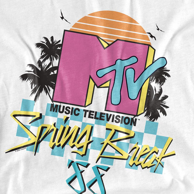 White - Pack Shot - MTV Unisex Adult Spring Break Checkerboard T-Shirt