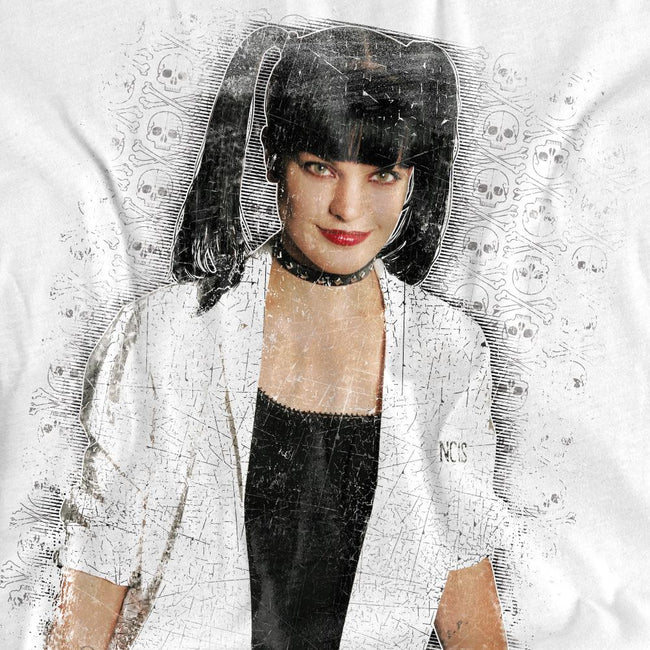 White - Pack Shot - NCIS Unisex Adult Abby Skulls T-Shirt