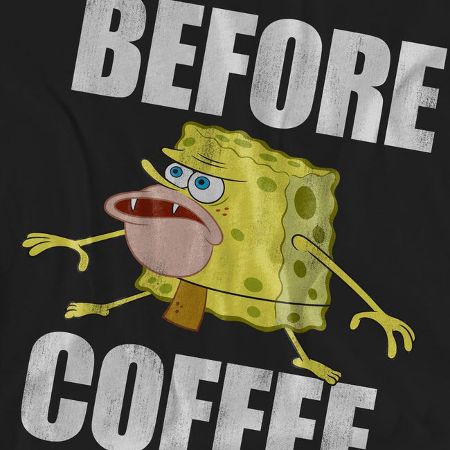 Black - Pack Shot - SpongeBob SquarePants Unisex Adult Before Coffee Meme T-Shirt