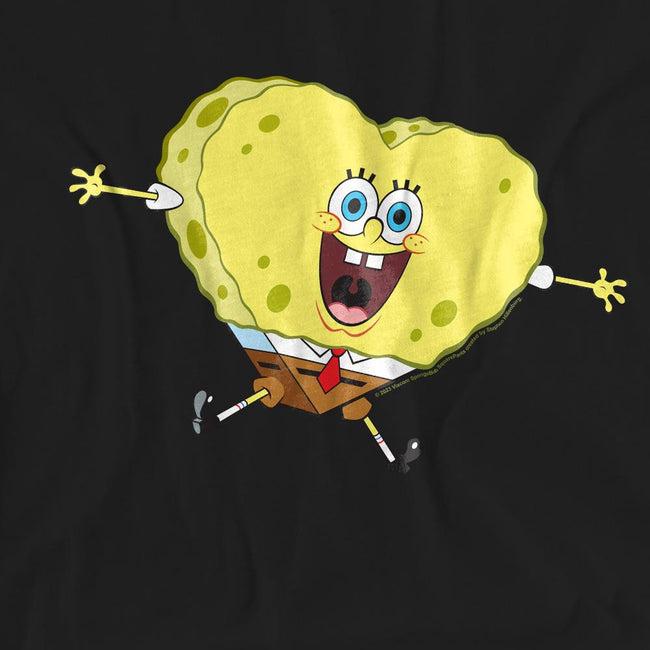 Black - Pack Shot - SpongeBob SquarePants Unisex Adult Heart-Shaped Sponge Valentine`s Day T-Shirt