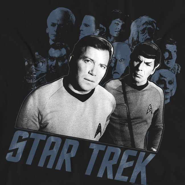 Black - Pack Shot - Star Trek Unisex Adult Kirk Spock & Company T-Shirt